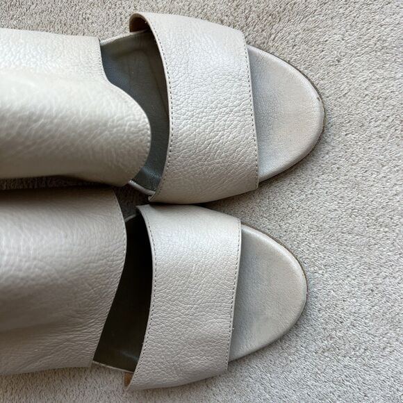 Chloe Estel Tan Leather Wedge Slingback Sandals Gold Accent Women’s EU 38 US 7.5 - Picture 8 of 16